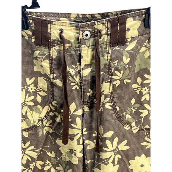 Gloria Vanderbilt Women's Floral Print Capri Pants Sz 6 Cotton Brown Beige Boho - Picture 9 of 15